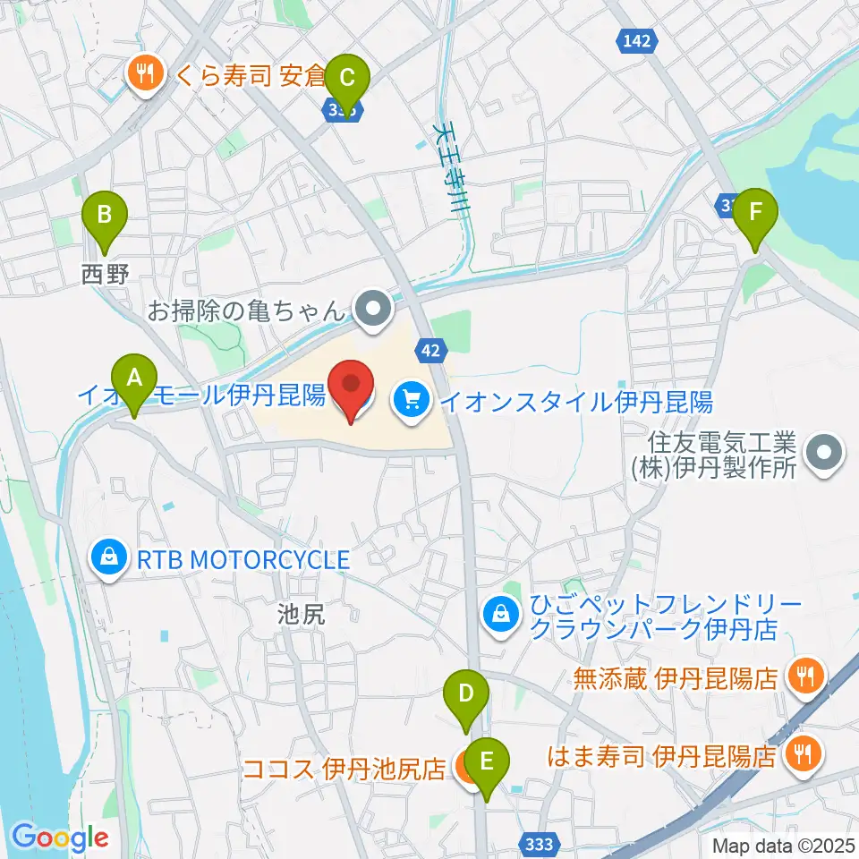 島村楽器 イオンモール伊丹昆陽店周辺のコンビニエンスストア一覧地図