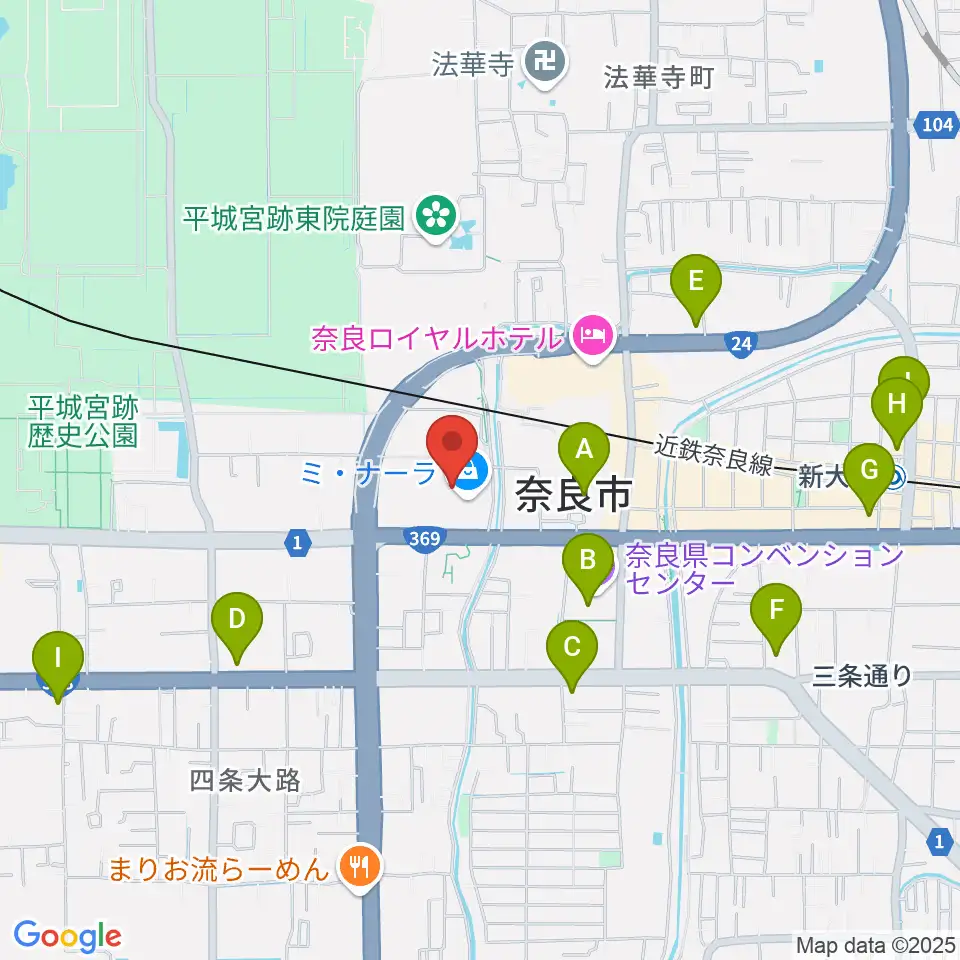 島村楽器ミ・ナーラ奈良店周辺のコンビニエンスストア一覧地図