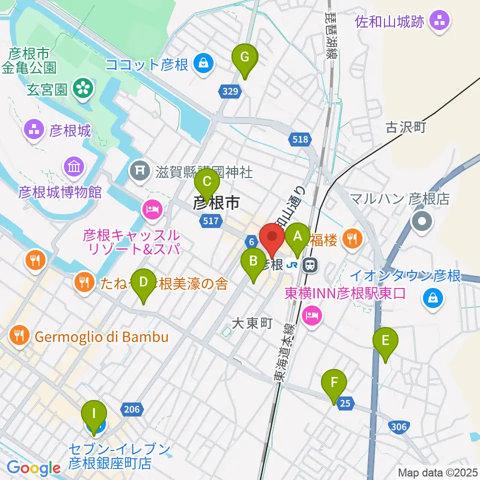 JEUGIA 彦根店周辺のコンビニエンスストア一覧地図