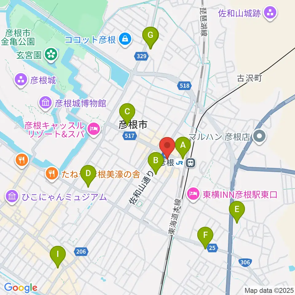 JEUGIA 彦根店周辺のコンビニエンスストア一覧地図