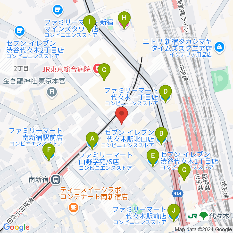 代々木アトリエ・ムジカ周辺のコンビニエンスストア一覧地図