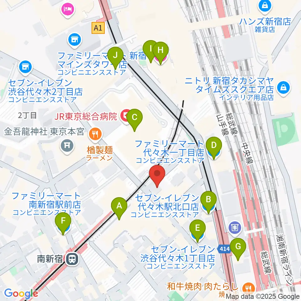 代々木アトリエ・ムジカ周辺のコンビニエンスストア一覧地図