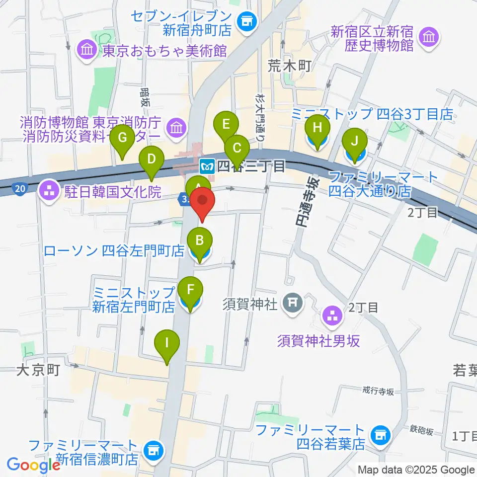 四谷三丁目Blue-T周辺のコンビニエンスストア一覧地図