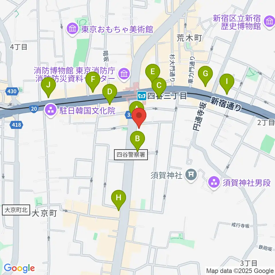 四谷三丁目Blue-T周辺のコンビニエンスストア一覧地図