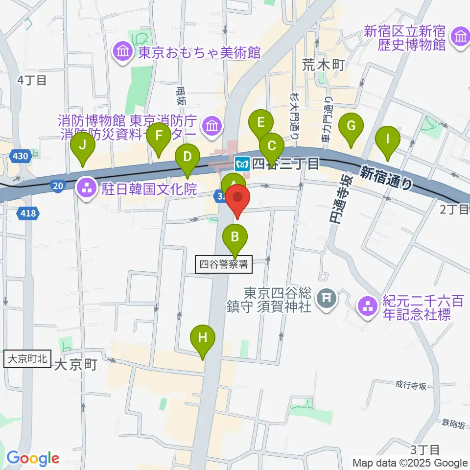 四谷三丁目Blue-T周辺のコンビニエンスストア一覧地図