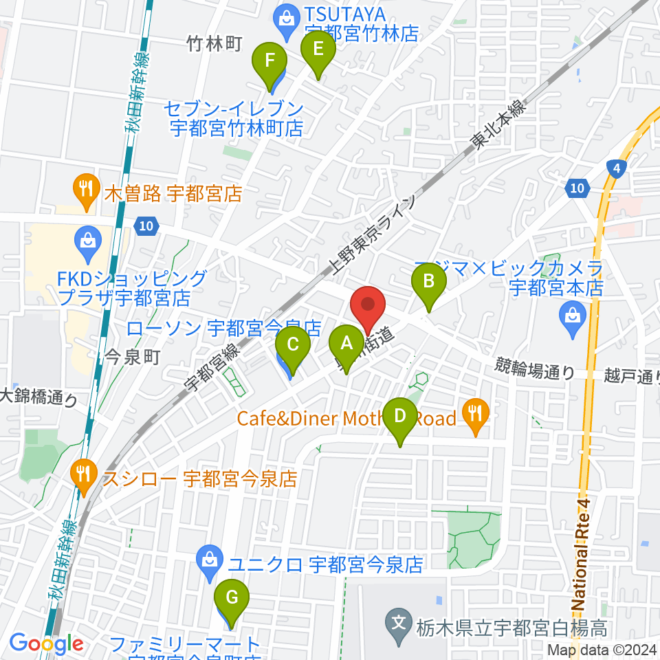 ギターショップ・オールドブリッジ周辺のコンビニエンスストア一覧地図