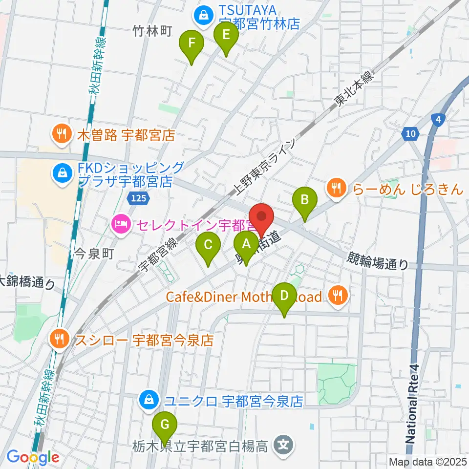 ギターショップ・オールドブリッジ周辺のコンビニエンスストア一覧地図