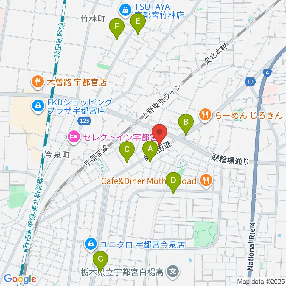 ギターショップ・オールドブリッジ周辺のコンビニエンスストア一覧地図