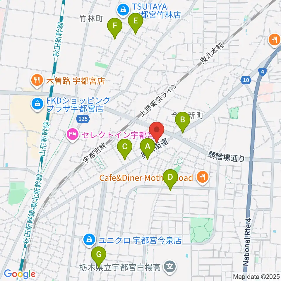 ギターショップ・オールドブリッジ周辺のコンビニエンスストア一覧地図
