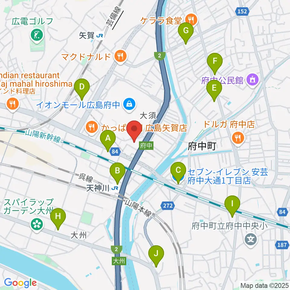 島村楽器 イオンモール広島府中店周辺のコンビニエンスストア一覧地図