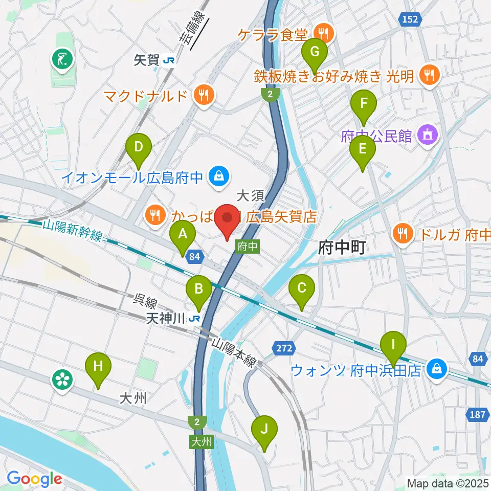 島村楽器 イオンモール広島府中店周辺のコンビニエンスストア一覧地図