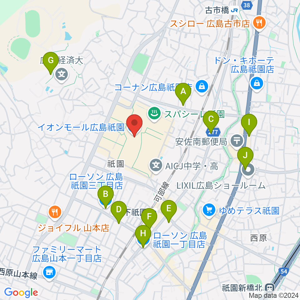 島村楽器 イオンモール広島祗園店周辺のコンビニエンスストア一覧地図