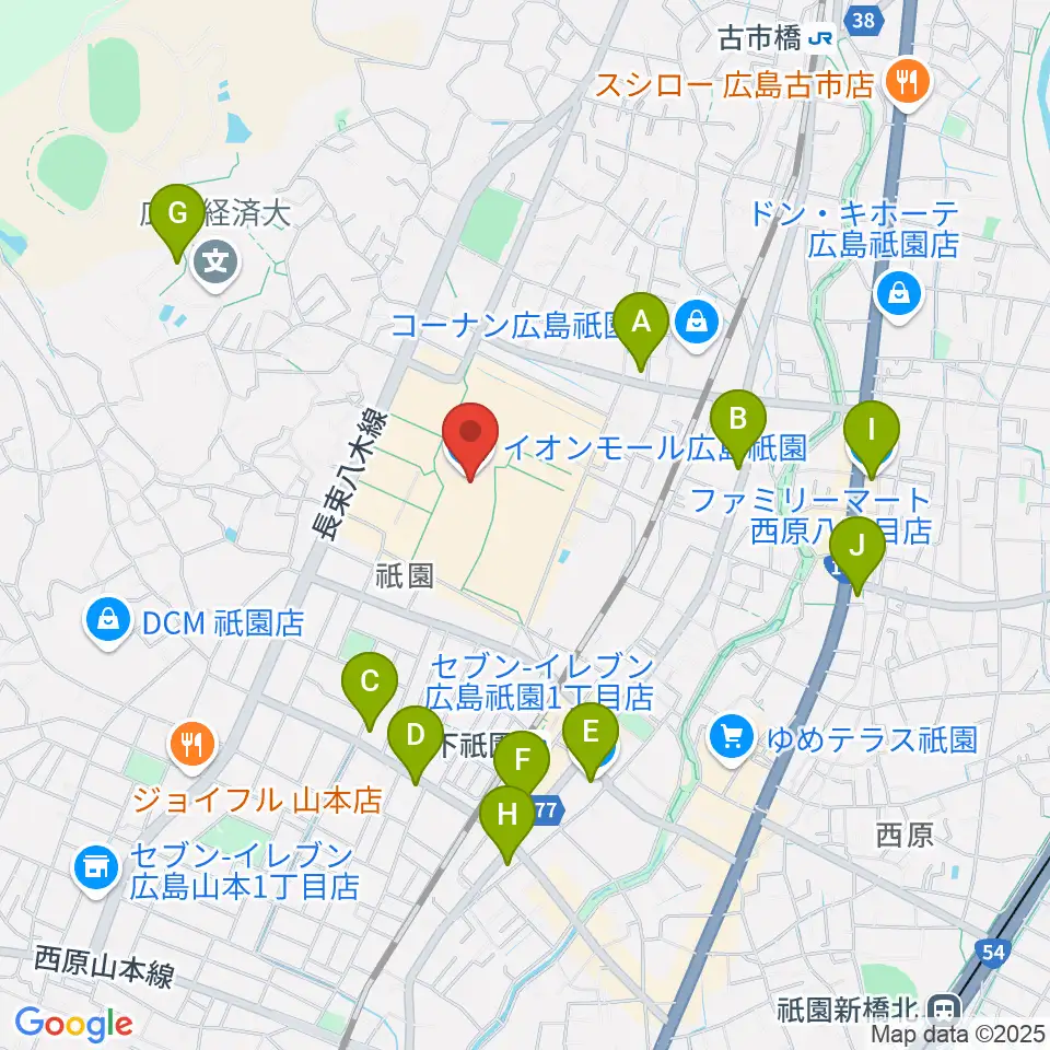 島村楽器 イオンモール広島祗園店周辺のコンビニエンスストア一覧地図