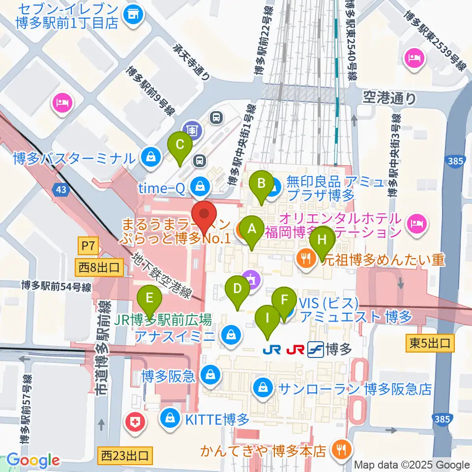 島村楽器 アミュプラザ博多店周辺のコンビニエンスストア一覧地図