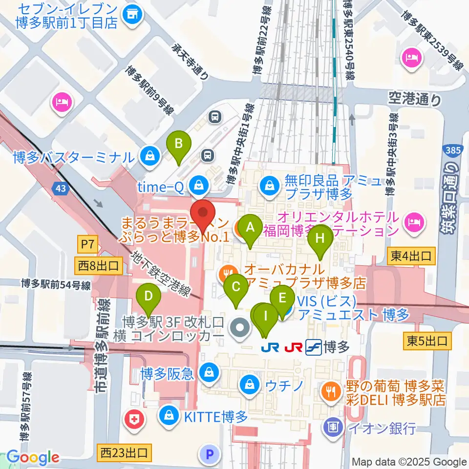 島村楽器 アミュプラザ博多店周辺のコンビニエンスストア一覧地図