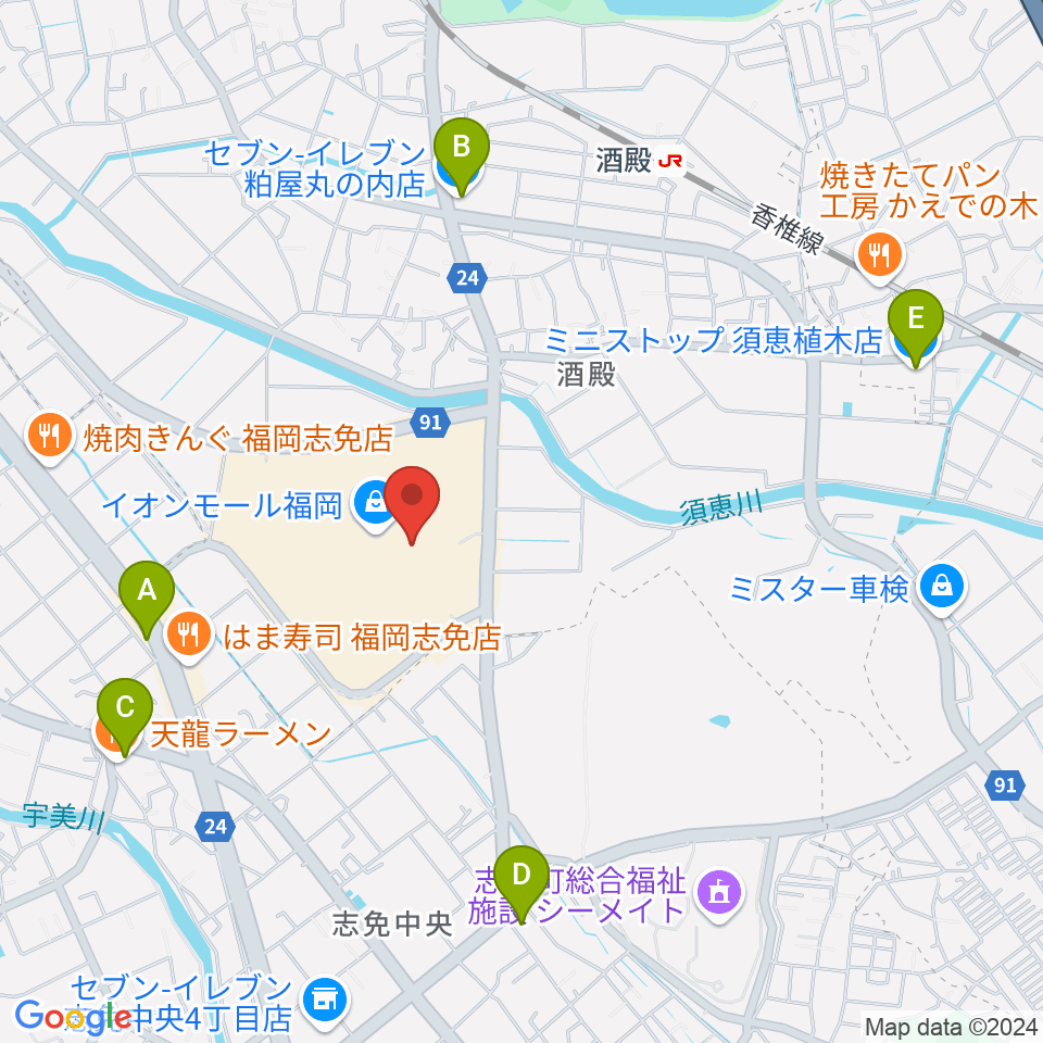 島村楽器 イオンモール福岡店周辺のコンビニエンスストア一覧地図