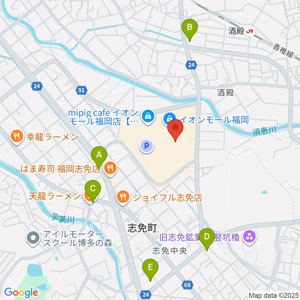 島村楽器 イオンモール福岡店周辺のコンビニエンスストア一覧地図