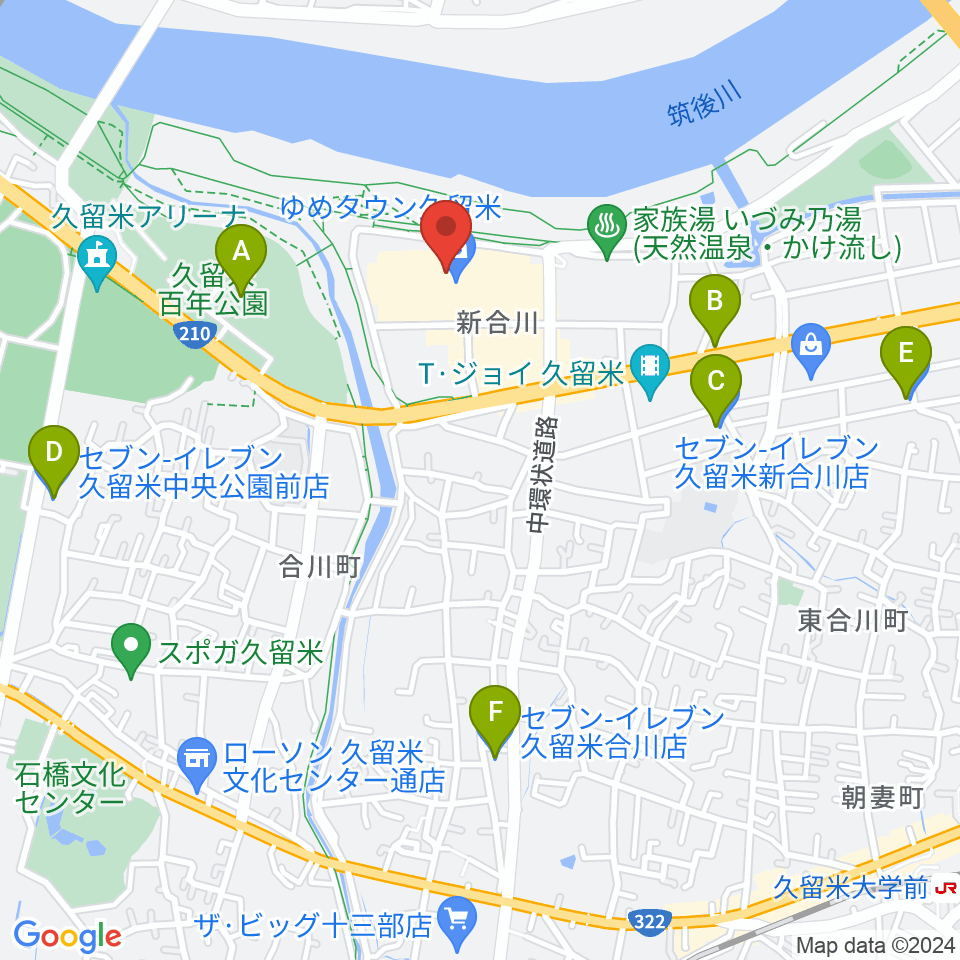 島村楽器 久留米ゆめタウン店周辺のコンビニエンスストア一覧地図
