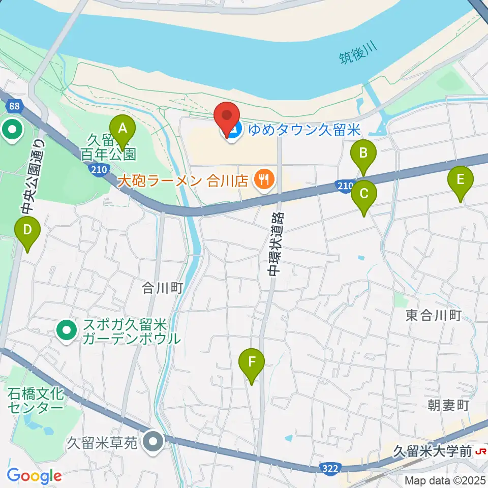 島村楽器 久留米ゆめタウン店周辺のコンビニエンスストア一覧地図