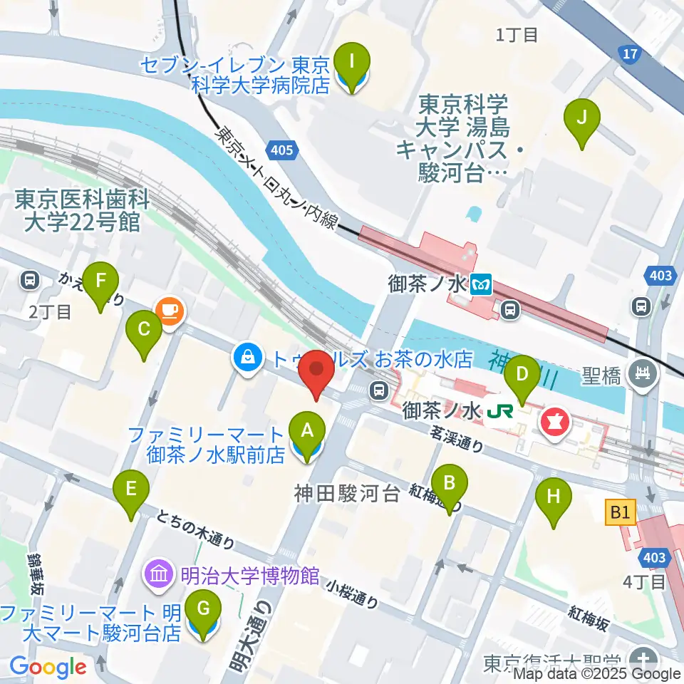 BIGBOSSお茶の水駅前店周辺のコンビニエンスストア一覧地図