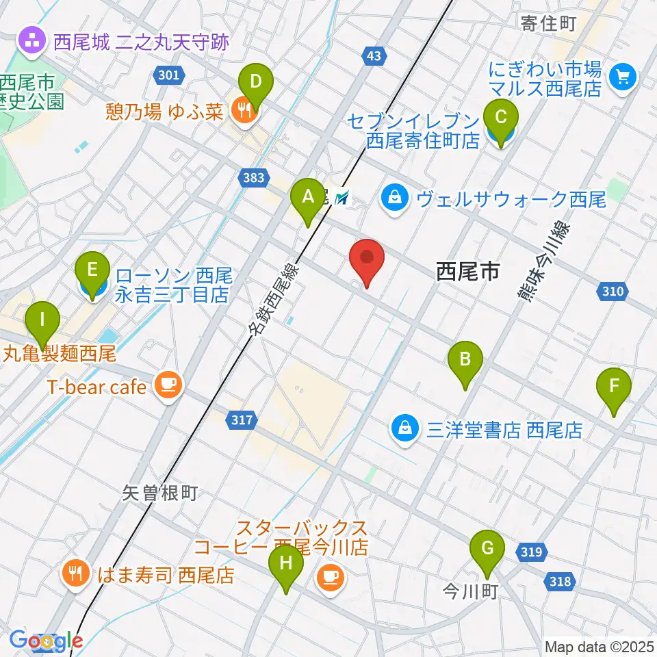 西尾エイトビート周辺のコンビニエンスストア一覧地図