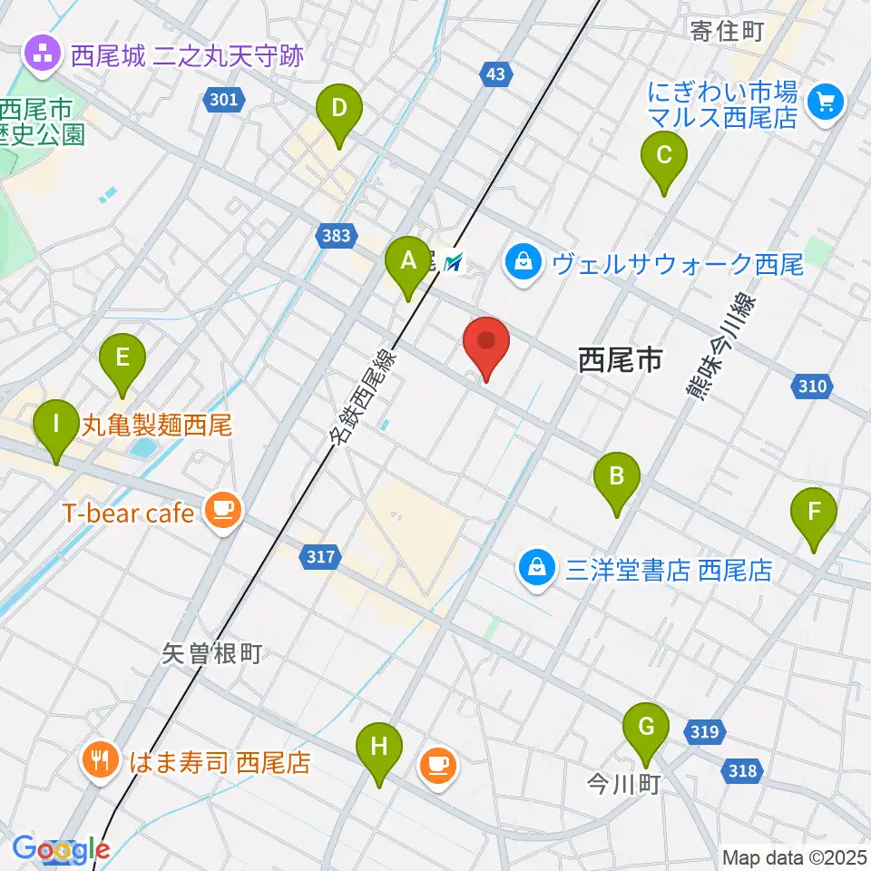 西尾エイトビート周辺のコンビニエンスストア一覧地図