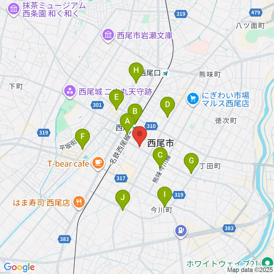 西尾エイトビート周辺のコンビニエンスストア一覧地図