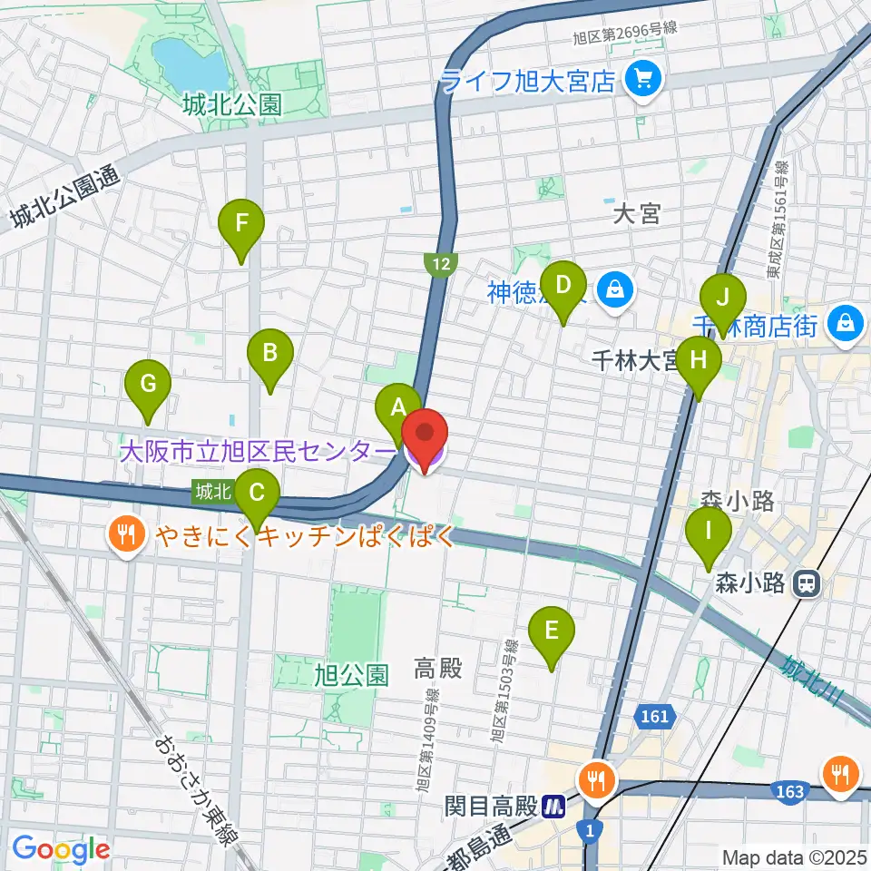 大阪市立芸術創造館周辺のコンビニエンスストア一覧地図