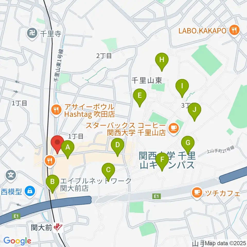 関大前スタジオパレット周辺のコンビニエンスストア一覧地図