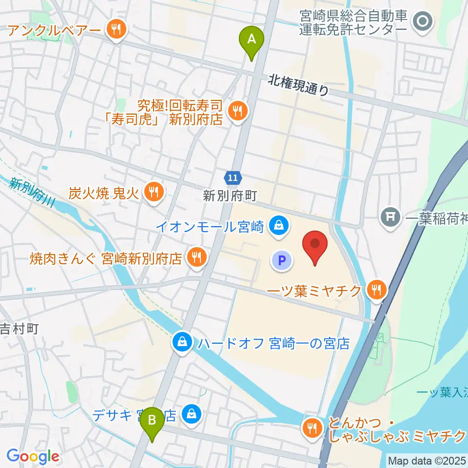島村楽器イオンモール宮崎店周辺のコンビニエンスストア一覧地図