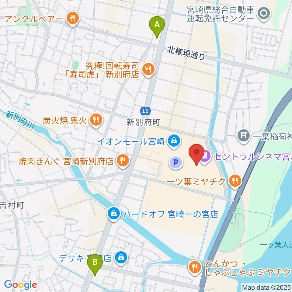 島村楽器イオンモール宮崎店周辺のコンビニエンスストア一覧地図