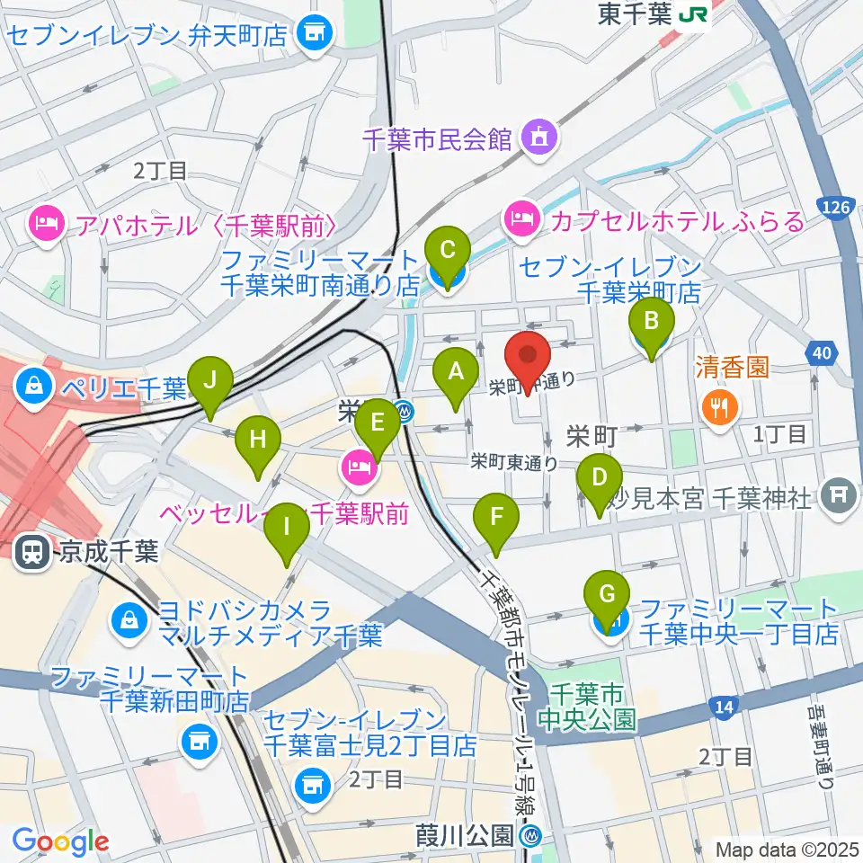 Y'S GUITAR周辺のコンビニエンスストア一覧地図