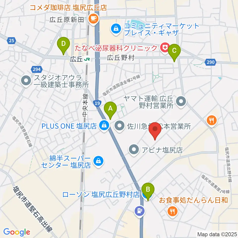 ティーズギター周辺のコンビニエンスストア一覧地図