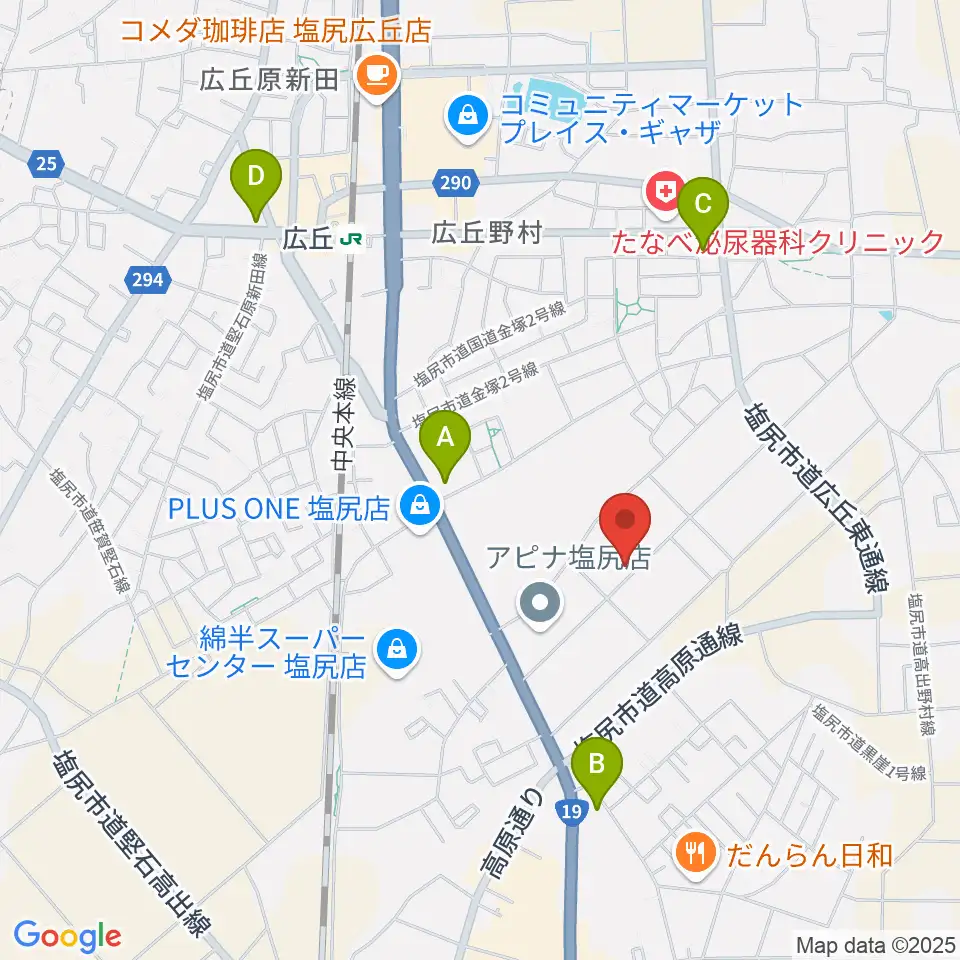 ティーズギター周辺のコンビニエンスストア一覧地図