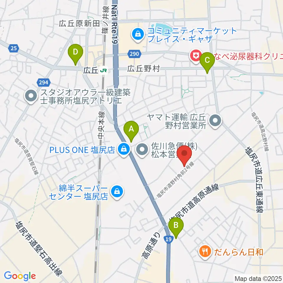 ティーズギター周辺のコンビニエンスストア一覧地図