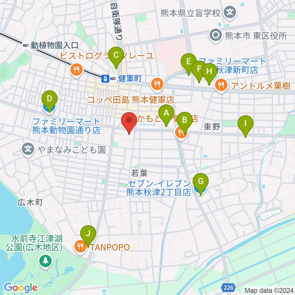 熊本市健軍文化ホール周辺のコンビニエンスストア一覧地図