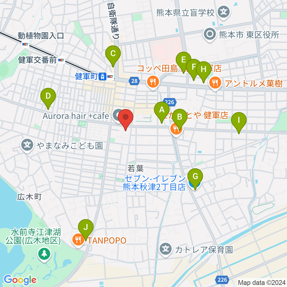 熊本市健軍文化ホール周辺のコンビニエンスストア一覧地図