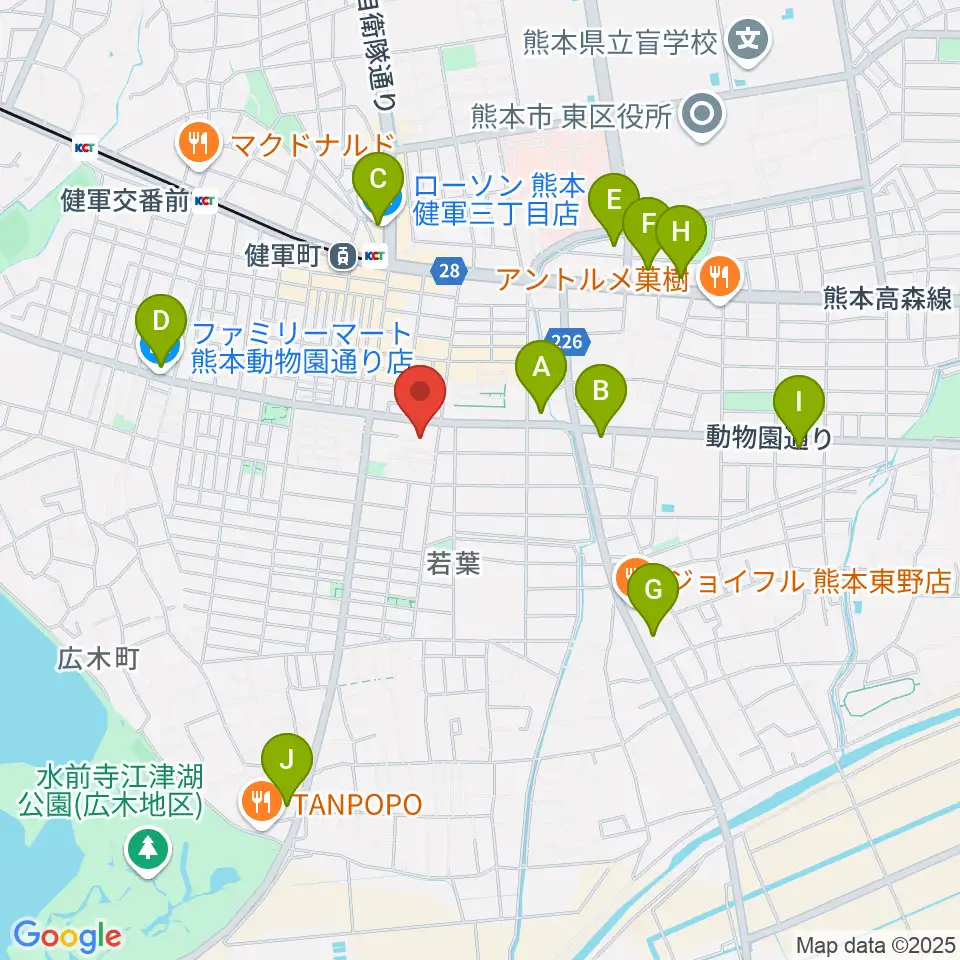 熊本市健軍文化ホール周辺のコンビニエンスストア一覧地図
