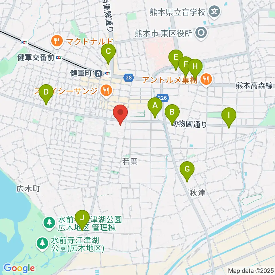 熊本市健軍文化ホール周辺のコンビニエンスストア一覧地図