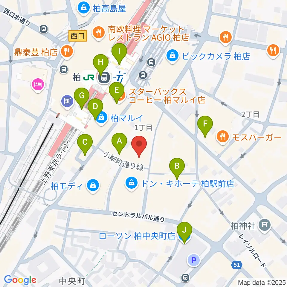 山野楽器 柏店周辺のコンビニエンスストア一覧地図
