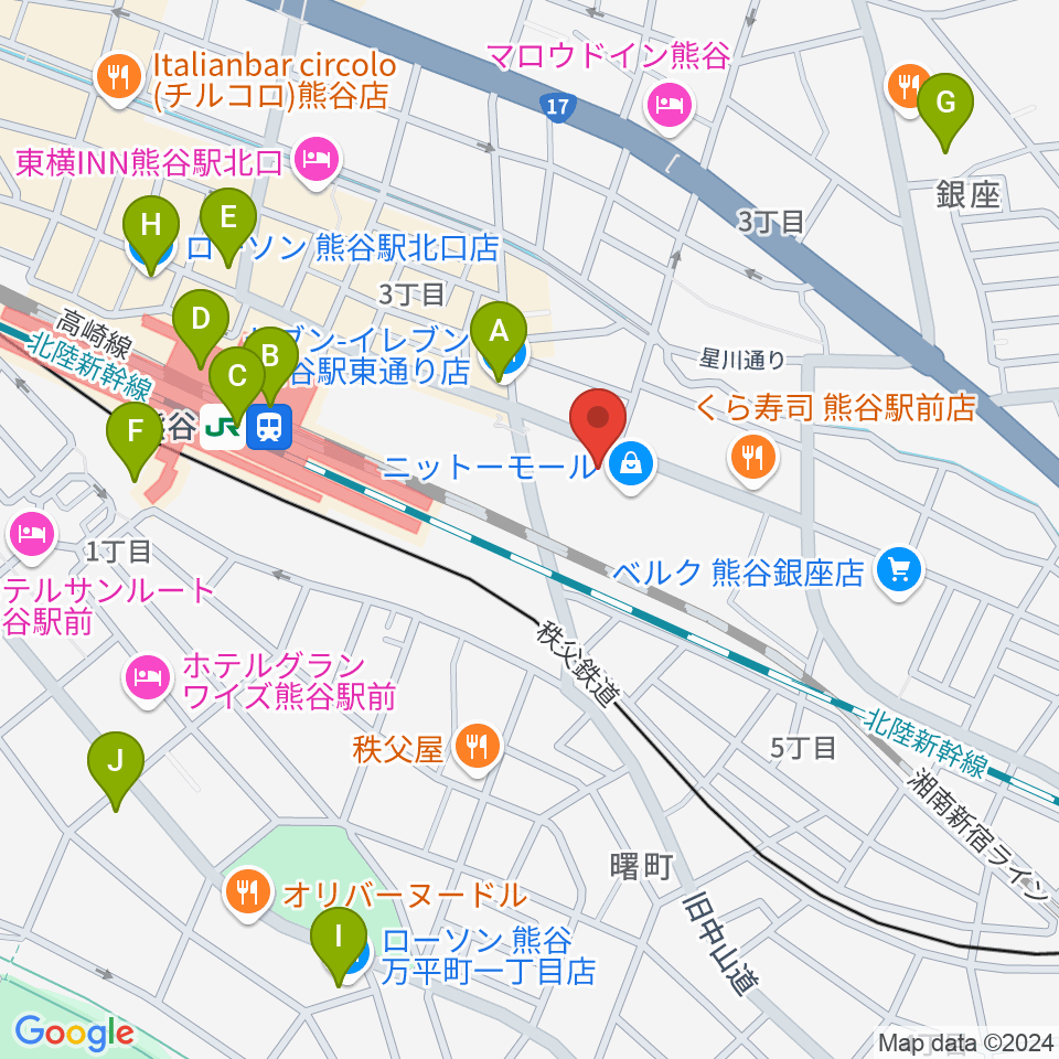 山野楽器サウンドクルー熊谷周辺のコンビニエンスストア一覧地図