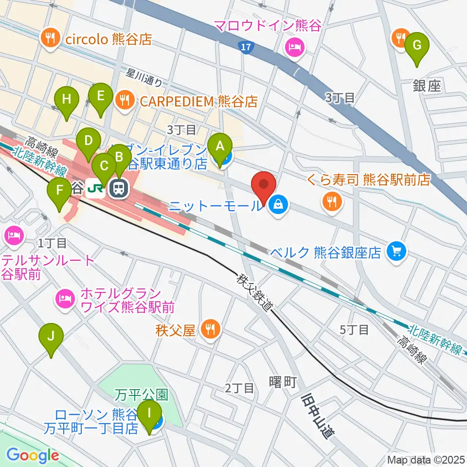 山野楽器サウンドクルー熊谷周辺のコンビニエンスストア一覧地図