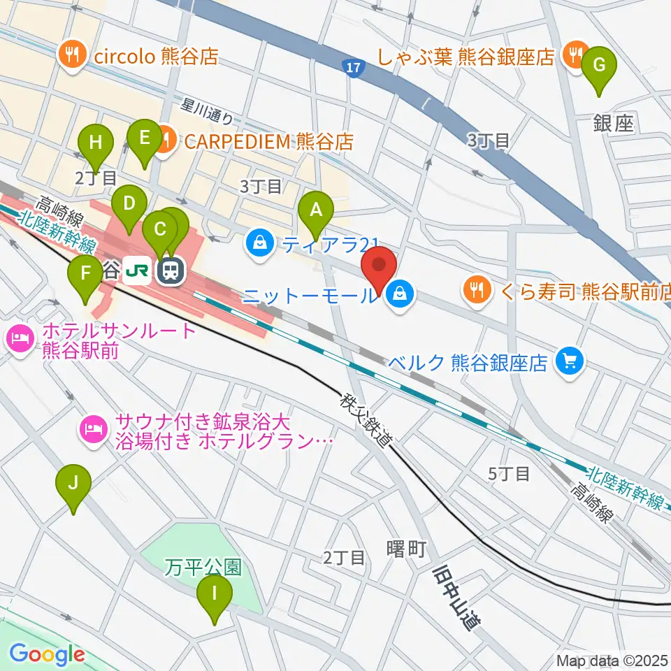 山野楽器サウンドクルー熊谷周辺のコンビニエンスストア一覧地図