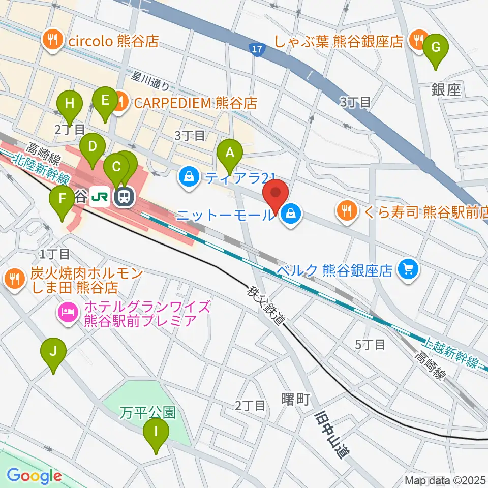 山野楽器サウンドクルー熊谷周辺のコンビニエンスストア一覧地図