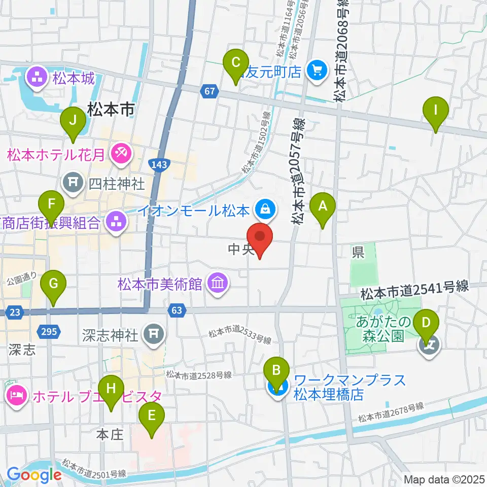 島村楽器 イオンモール松本店周辺のコンビニエンスストア一覧地図