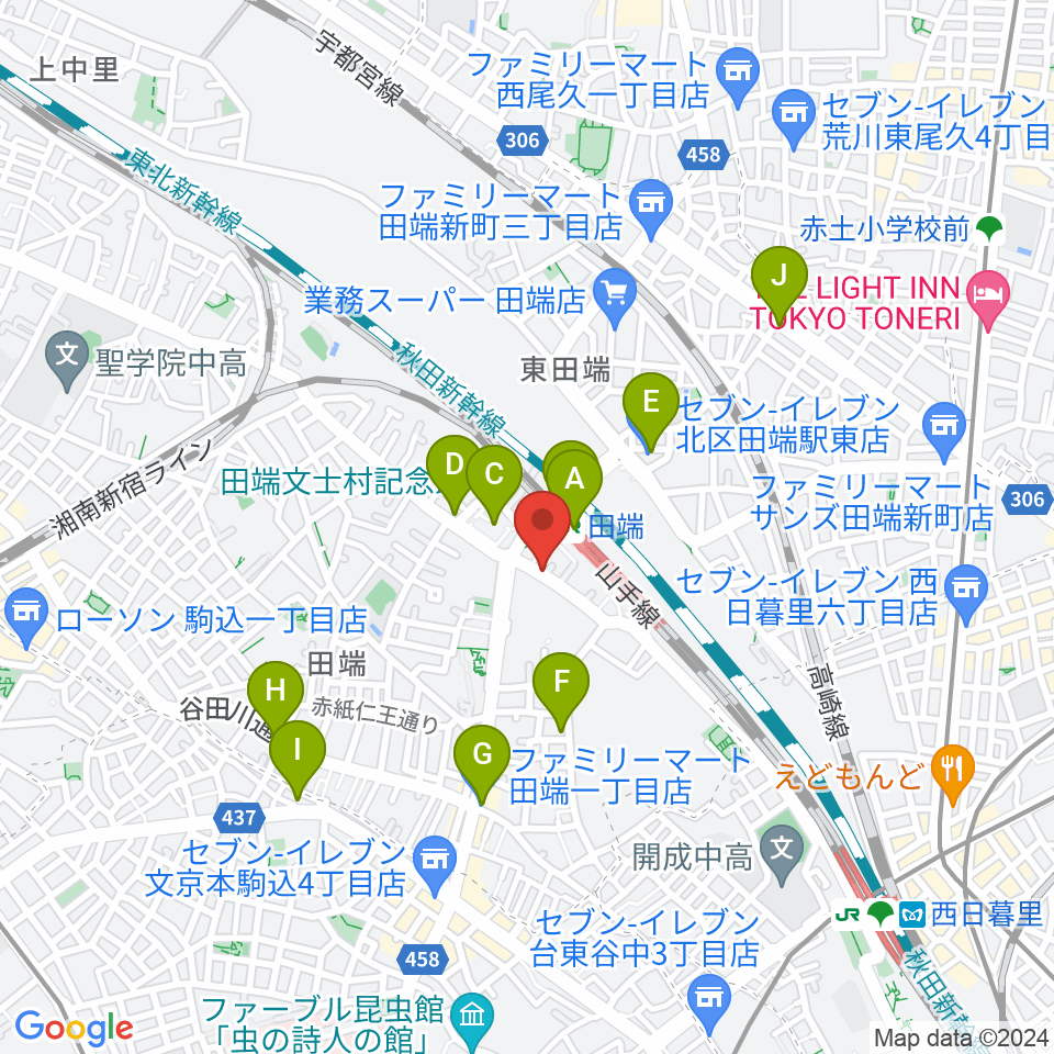 田端Pスタジオ周辺のコンビニエンスストア一覧地図