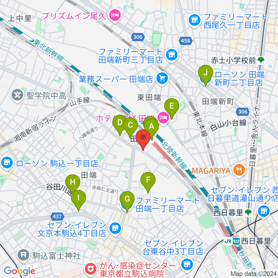 田端Pスタジオ周辺のコンビニエンスストア一覧地図