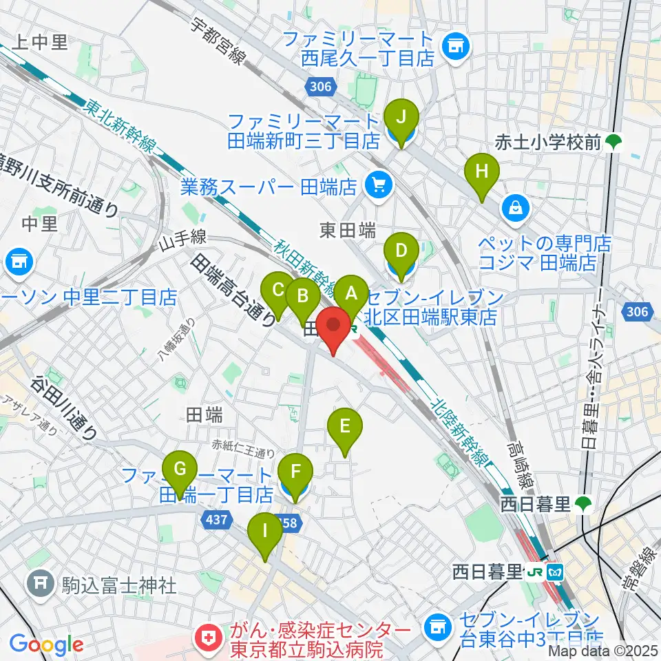 田端Pスタジオ周辺のコンビニエンスストア一覧地図