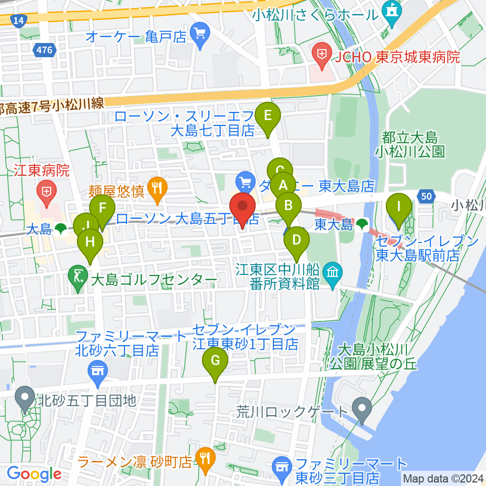 東大島文化センター周辺のコンビニエンスストア一覧地図