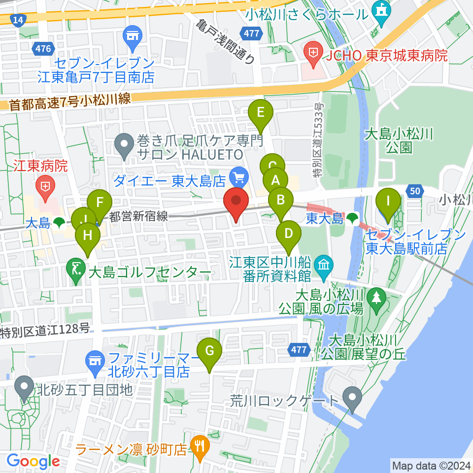 東大島文化センター周辺のコンビニエンスストア一覧地図